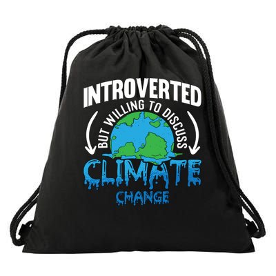Introverted But Willing Environt Protect Climate Change Gift Drawstring Bag