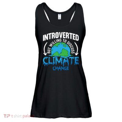 Introverted But Willing Environt Protect Climate Change Gift Ladies Essential Flowy Tank