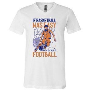 If Baseball Was Easy They'd Call It Football Funny V-Neck T-Shirt