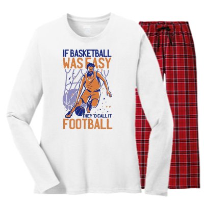 If Baseball Was Easy They'd Call It Football Funny Women's Long Sleeve Flannel Pajama Set 