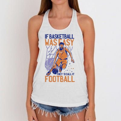 If Baseball Was Easy They'd Call It Football Funny Women's Knotted Racerback Tank