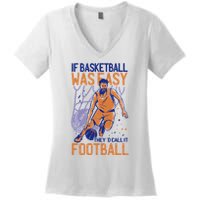If Baseball Was Easy They'd Call It Football Funny Women's V-Neck T-Shirt