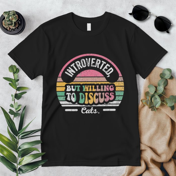 Introverted But Willing To Discuss Cats Retro Premium T-Shirt