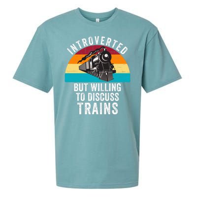 Introverted But Willing To Discuss Trains Train Lover Funny Railroad Sueded Cloud Jersey T-Shirt