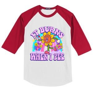 It Burns When I Pee Funny Sarcastic Ironic Inappropriate Kids Colorblock Raglan Jersey