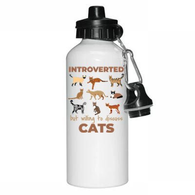 Introverted But Willing To Discuss Cats Lover Introvert Gift Aluminum Water Bottle