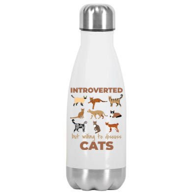 Introverted But Willing To Discuss Cats Lover Introvert Gift Stainless Steel Insulated Water Bottle