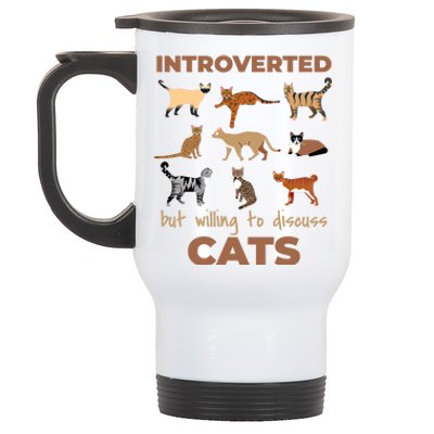 Introverted But Willing To Discuss Cats Lover Introvert Gift Stainless Steel Travel Mug