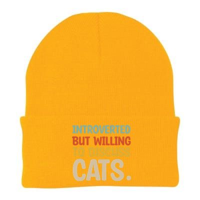 Introverted But Willing To Discuss Cats Lovers Introverts Gift Knit Cap Winter Beanie