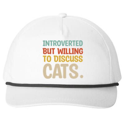 Introverted But Willing To Discuss Cats Lovers Introverts Gift Snapback Five-Panel Rope Hat