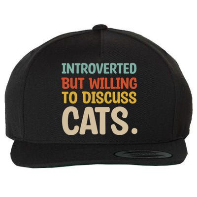 Introverted But Willing To Discuss Cats Lovers Introverts Gift Wool Snapback Cap