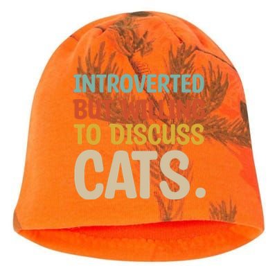 Introverted But Willing To Discuss Cats Lovers Introverts Gift Kati - Camo Knit Beanie