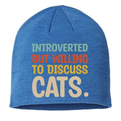 Introverted But Willing To Discuss Cats Lovers Introverts Gift Sustainable Beanie