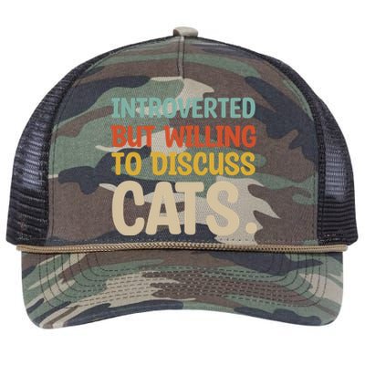 Introverted But Willing To Discuss Cats Lovers Introverts Gift Retro Rope Trucker Hat Cap