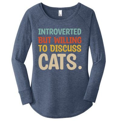 Introverted But Willing To Discuss Cats Lovers Introverts Gift Women's Perfect Tri Tunic Long Sleeve Shirt