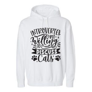 Introverted But Willing To Discuss Cats, Cat Mom Lover Owner Premium Garment-Dyed Fleece Hoodie