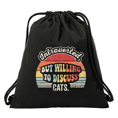 Introverted But Willing To Discuss Cats Drawstring Bag