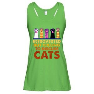 Introverted But Willing To Discuss Cats Funny Cat Lover Ladies Essential Flowy Tank