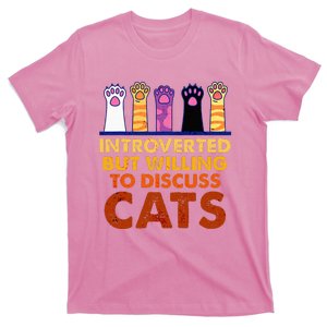 Introverted But Willing To Discuss Cats Funny Cat Lover T-Shirt