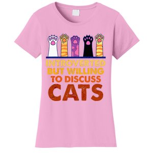 Introverted But Willing To Discuss Cats Funny Cat Lover Women's T-Shirt