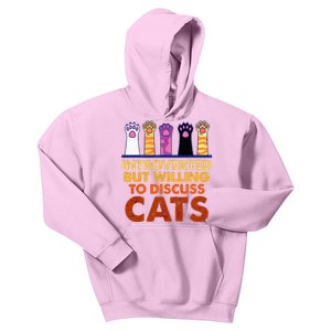 Introverted But Willing To Discuss Cats Funny Cat Lover Kids Hoodie