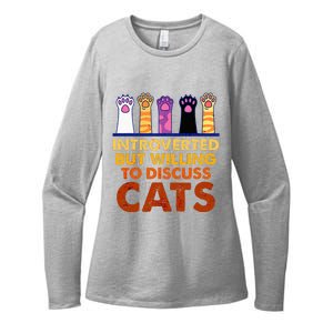 Introverted But Willing To Discuss Cats Funny Cat Lover Womens CVC Long Sleeve Shirt