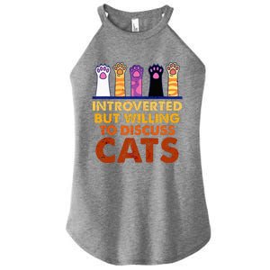 Introverted But Willing To Discuss Cats Funny Cat Lover Women's Perfect Tri Rocker Tank