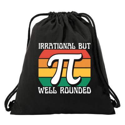 Irrational But Well Rounded Retro Pi Day Funny Math Equation Gift Drawstring Bag