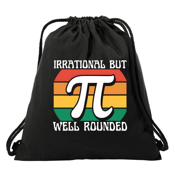 Irrational But Well Rounded Retro Pi Day Funny Math Equation Gift Drawstring Bag