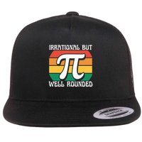 Irrational But Well Rounded Retro Pi Day Funny Math Equation Gift Flat Bill Trucker Hat