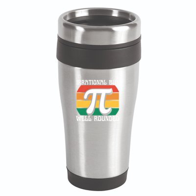 Irrational But Well Rounded Retro Pi Day Funny Math Equation Gift 16oz Travel Tumbler