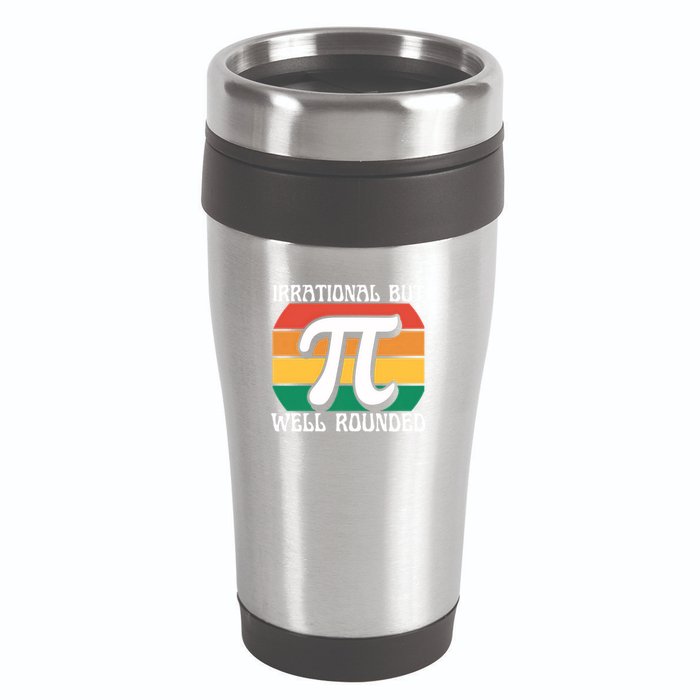 Irrational But Well Rounded Retro Pi Day Funny Math Equation Gift 16oz Travel Tumbler