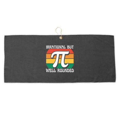 Irrational But Well Rounded Retro Pi Day Funny Math Equation Gift Large Microfiber Waffle Golf Towel