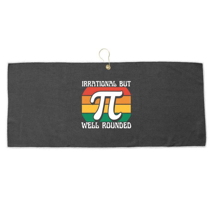 Irrational But Well Rounded Retro Pi Day Funny Math Equation Gift Large Microfiber Waffle Golf Towel