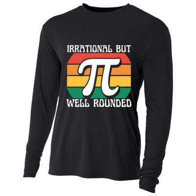 Irrational But Well Rounded Retro Pi Day Funny Math Equation Gift Cooling Performance Long Sleeve Crew