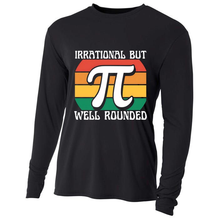Irrational But Well Rounded Retro Pi Day Funny Math Equation Gift Cooling Performance Long Sleeve Crew