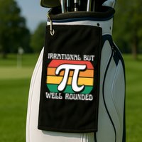 Irrational But Well Rounded Retro Pi Day Funny Math Equation Gift Golf Towel