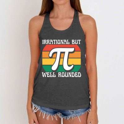 Irrational But Well Rounded Retro Pi Day Funny Math Equation Gift Women's Knotted Racerback Tank