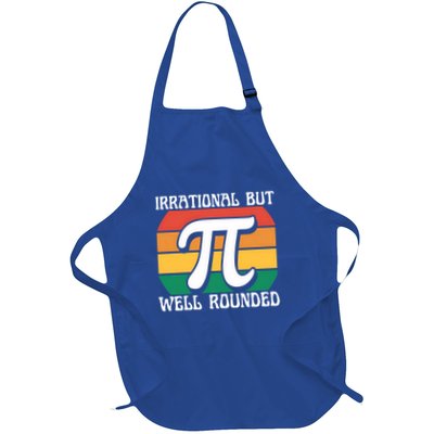 Irrational But Well Rounded Retro Pi Day Funny Math Equation Gift Full-Length Apron With Pockets