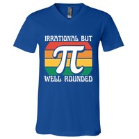 Irrational But Well Rounded Retro Pi Day Funny Math Equation Gift V-Neck T-Shirt