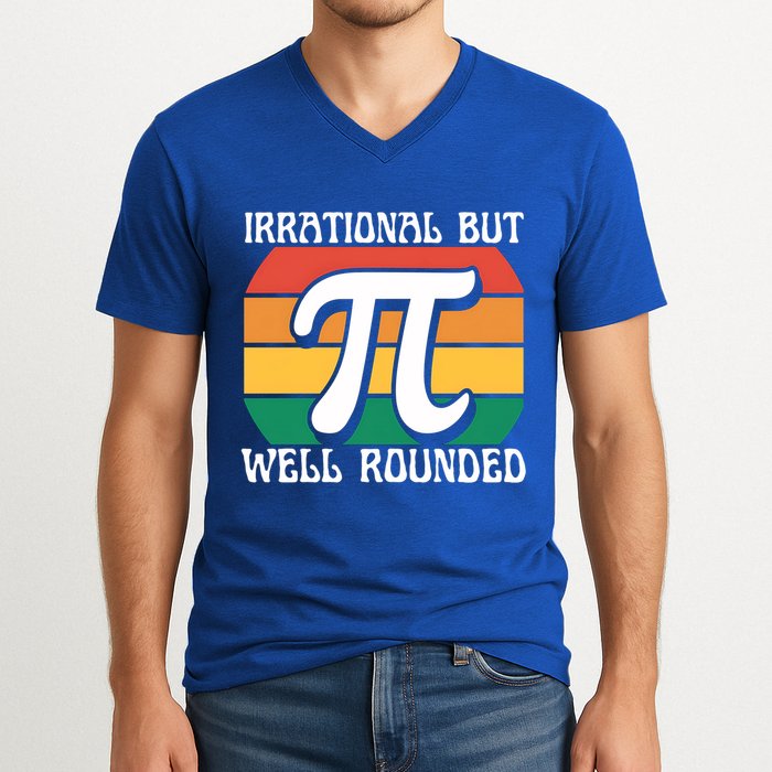 Irrational But Well Rounded Retro Pi Day Funny Math Equation Gift V-Neck T-Shirt