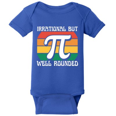 Irrational But Well Rounded Retro Pi Day Funny Math Equation Gift Baby Bodysuit