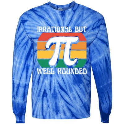 Irrational But Well Rounded Retro Pi Day Funny Math Equation Gift Tie-Dye Long Sleeve Shirt