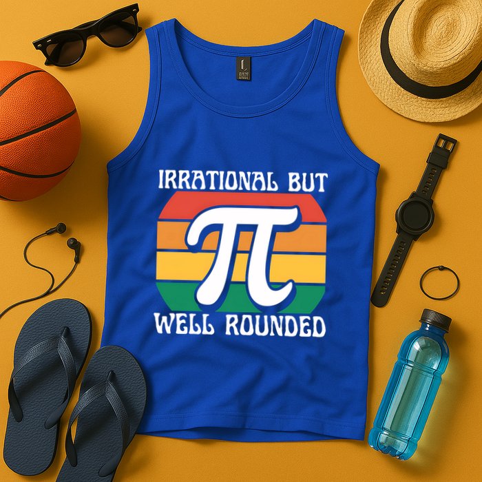 Irrational But Well Rounded Retro Pi Day Funny Math Equation Gift Tank Top