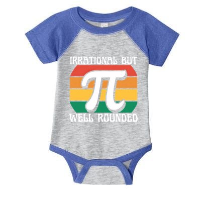 Irrational But Well Rounded Retro Pi Day Funny Math Equation Gift Infant Baby Jersey Bodysuit