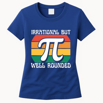 Irrational But Well Rounded Retro Pi Day Funny Math Equation Gift Womens T-Shirt