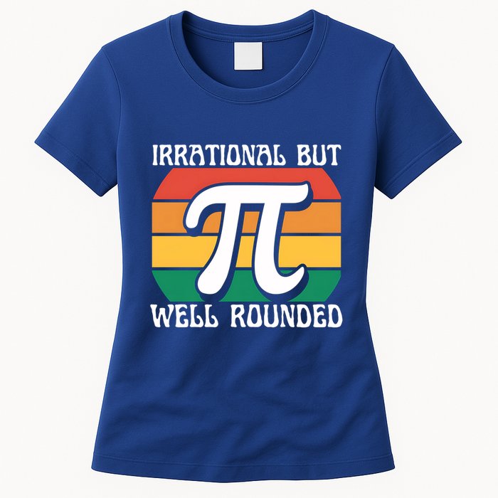 Irrational But Well Rounded Retro Pi Day Funny Math Equation Gift Womens T-Shirt