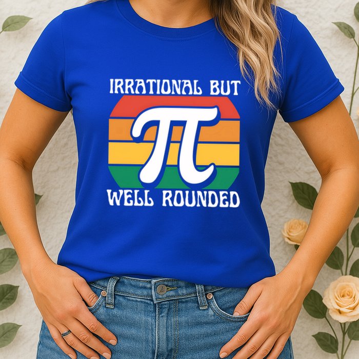 Irrational But Well Rounded Retro Pi Day Funny Math Equation Gift Womens T-Shirt