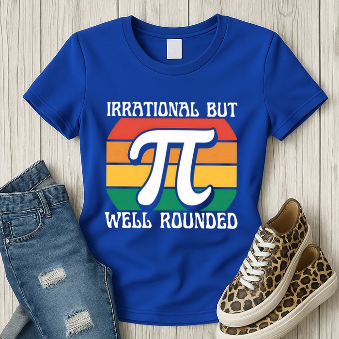 Irrational But Well Rounded Retro Pi Day Funny Math Equation Gift Womens T-Shirt