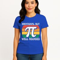 Irrational But Well Rounded Retro Pi Day Funny Math Equation Gift Womens T-Shirt